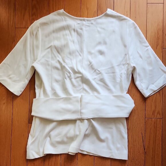 Mango Elegant White Wrap Blouse- Women's Size Small - Picture 4 of 4